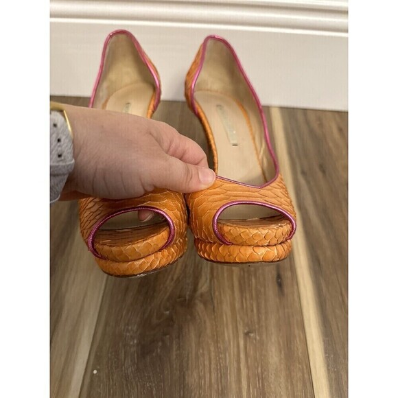 Nicholas Kirkwood Platform Heels EU 36.5 Orange Snakeskin - Picture 13 of 16